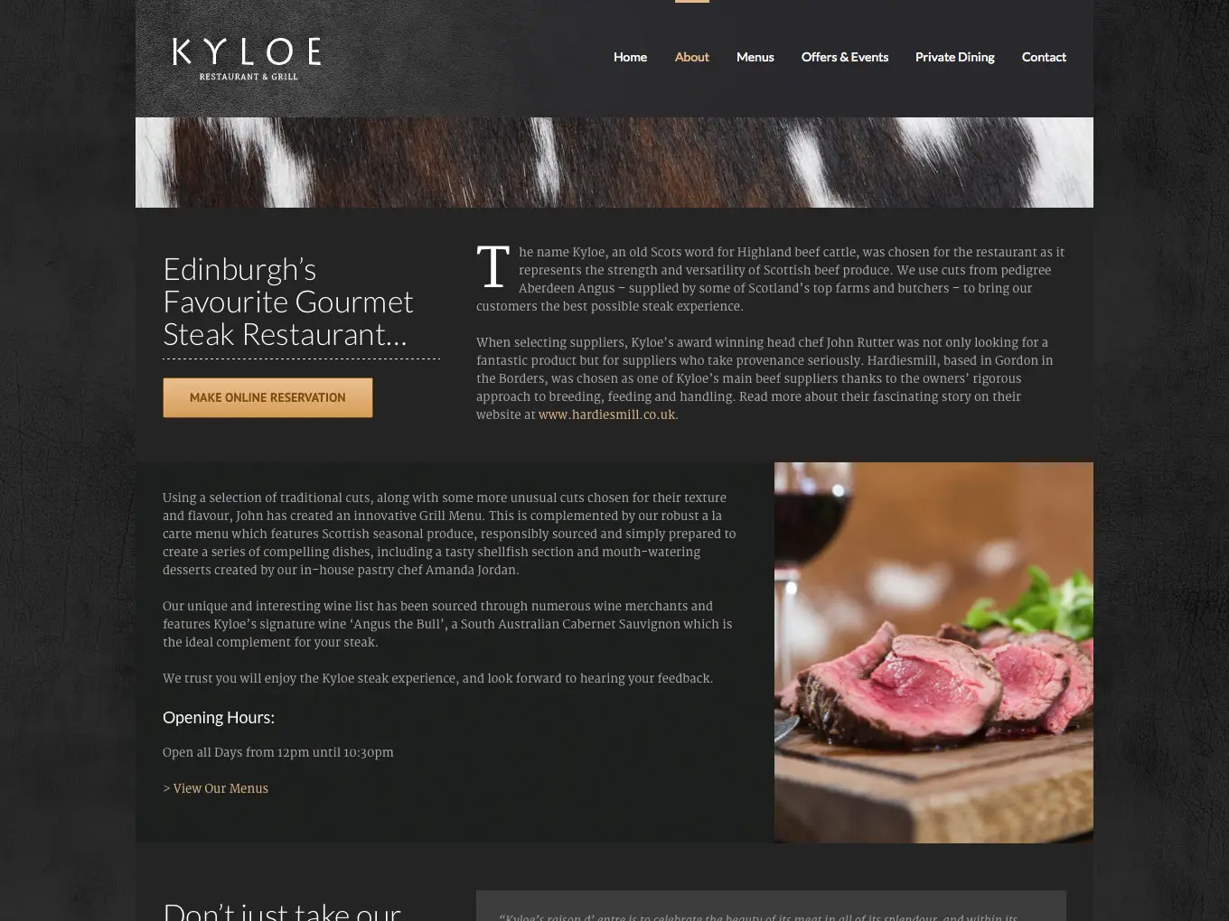 Website Redesign for Kyloe – Edinburgh’s Leading Gourmet Steak Restaurant