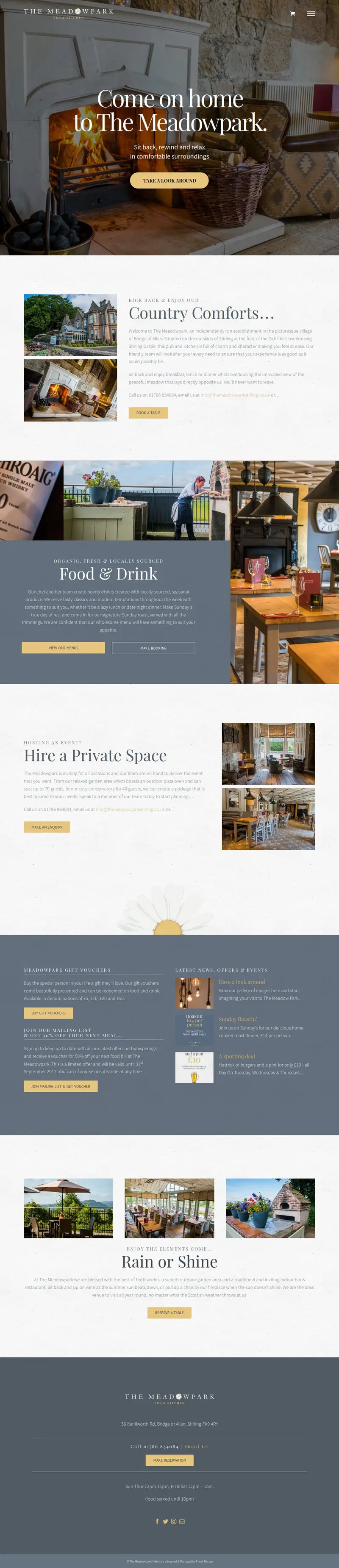 Rebranding and Website for The Meadowpark – A Refined Country Pub with a View