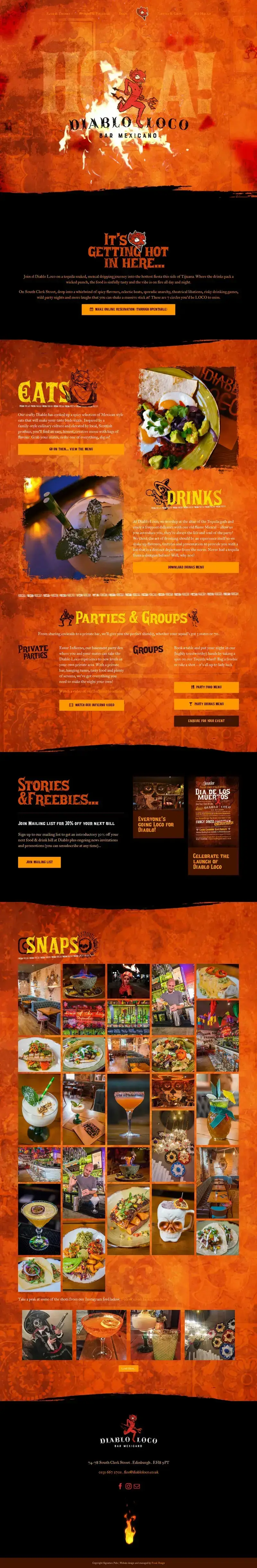 Branding & One-Page WordPress Website for Diablo Loco – Edinburgh’s Hottest Fiesta Bar