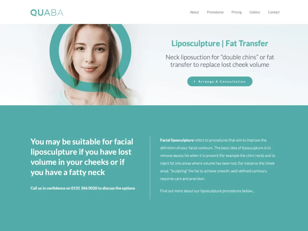 Quaba Plastic Surgery Website Design Scotland