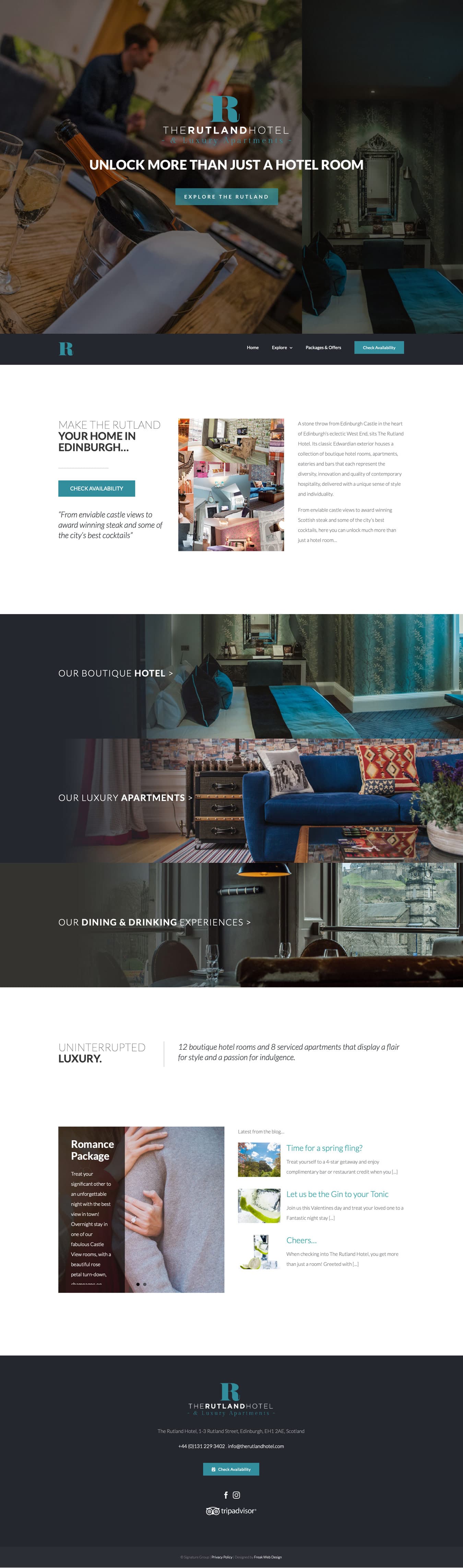 Luxury Hospitality Website Design for Boutique Hotel in Edinburgh
