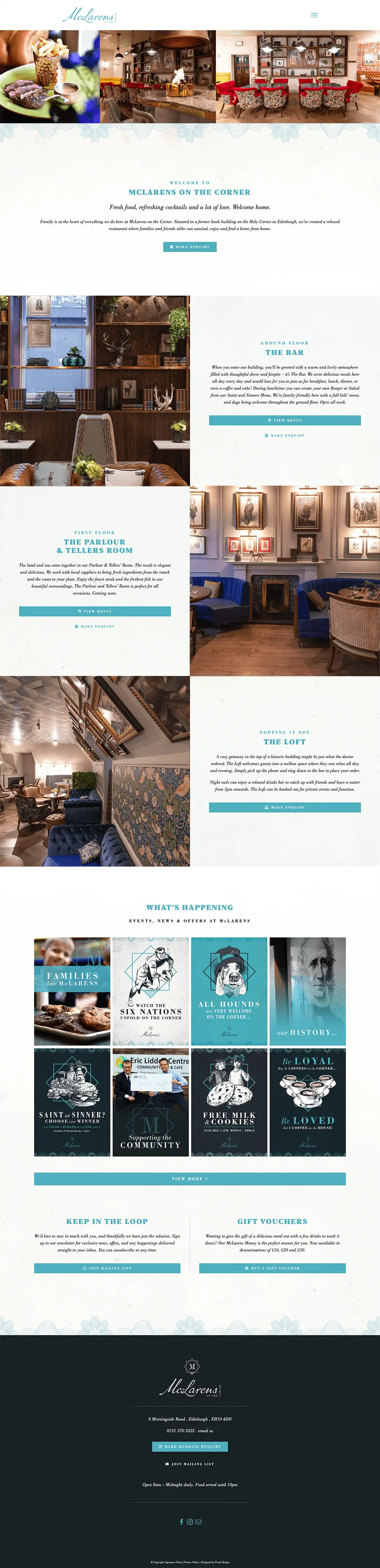 Restaurant Website Design for a Contemporary Edinburgh Dining Venue