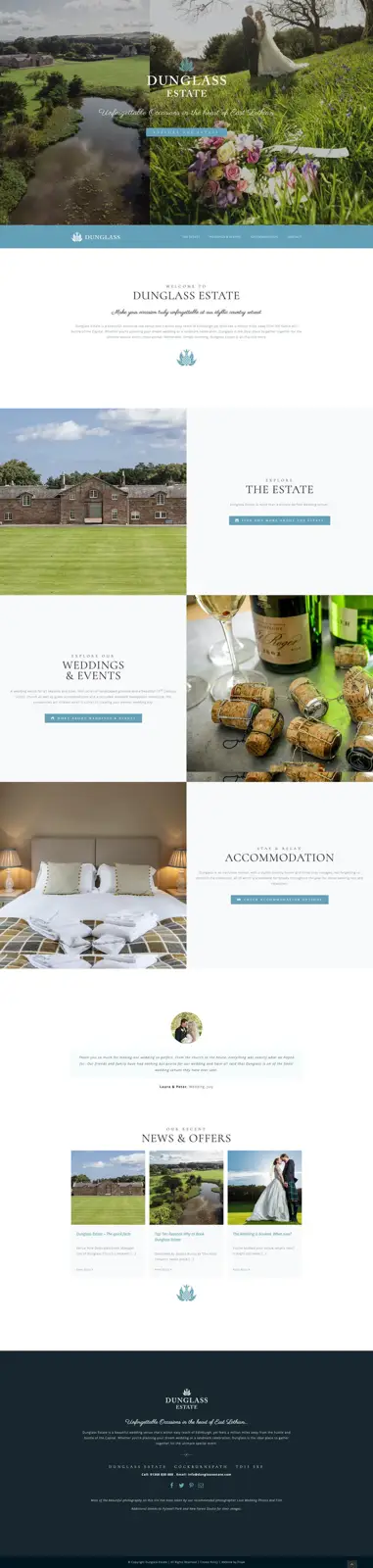 Website Design for Luxury Wedding & Events Venue, Dunglass Estate