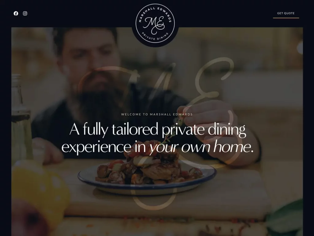 private restaurant website design