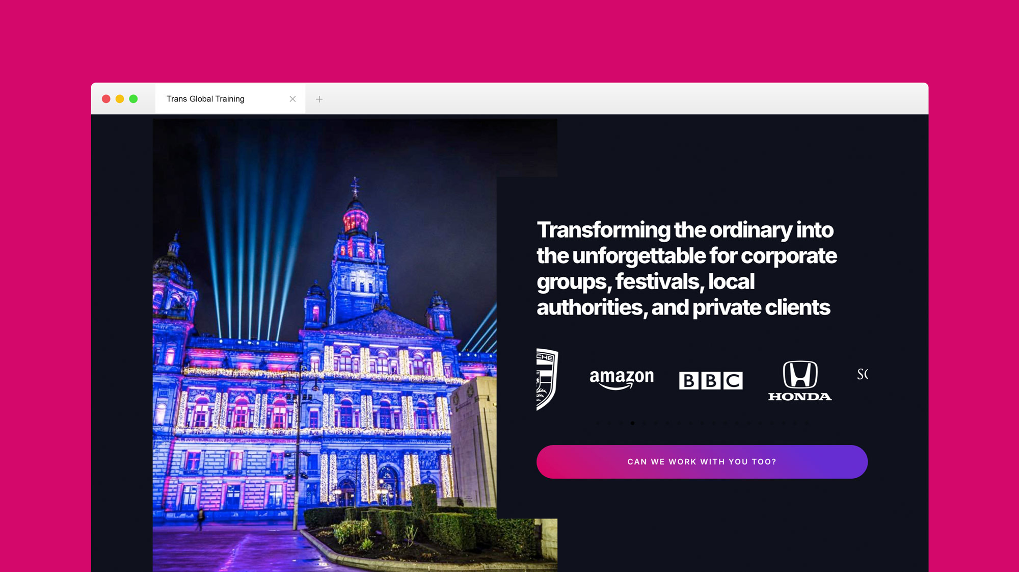 great website design for a fireworks production music company