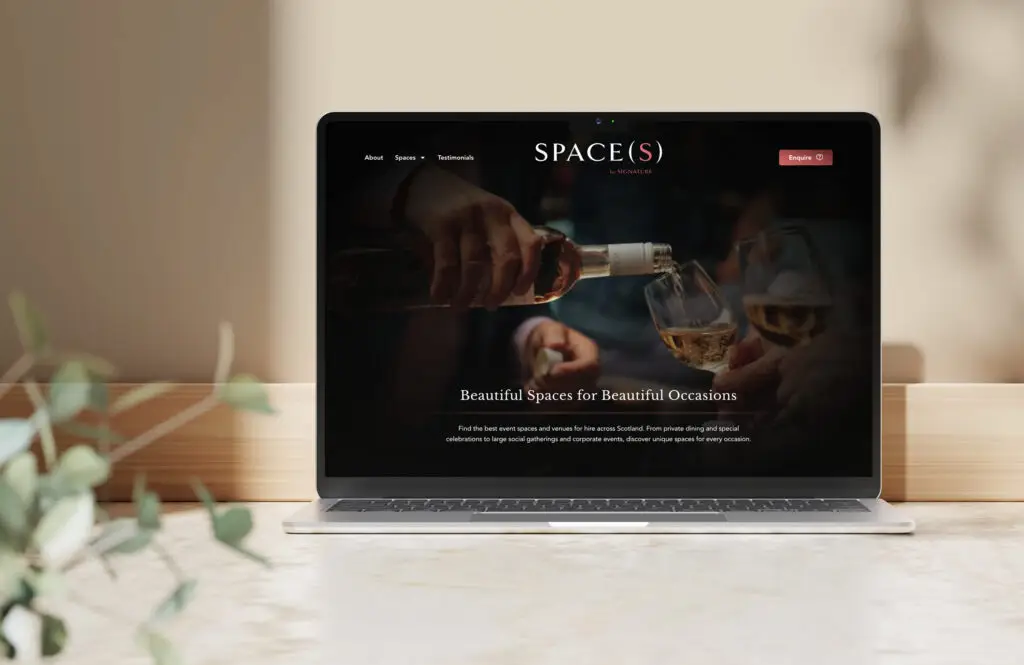 Website design for hospitality private venue hire website