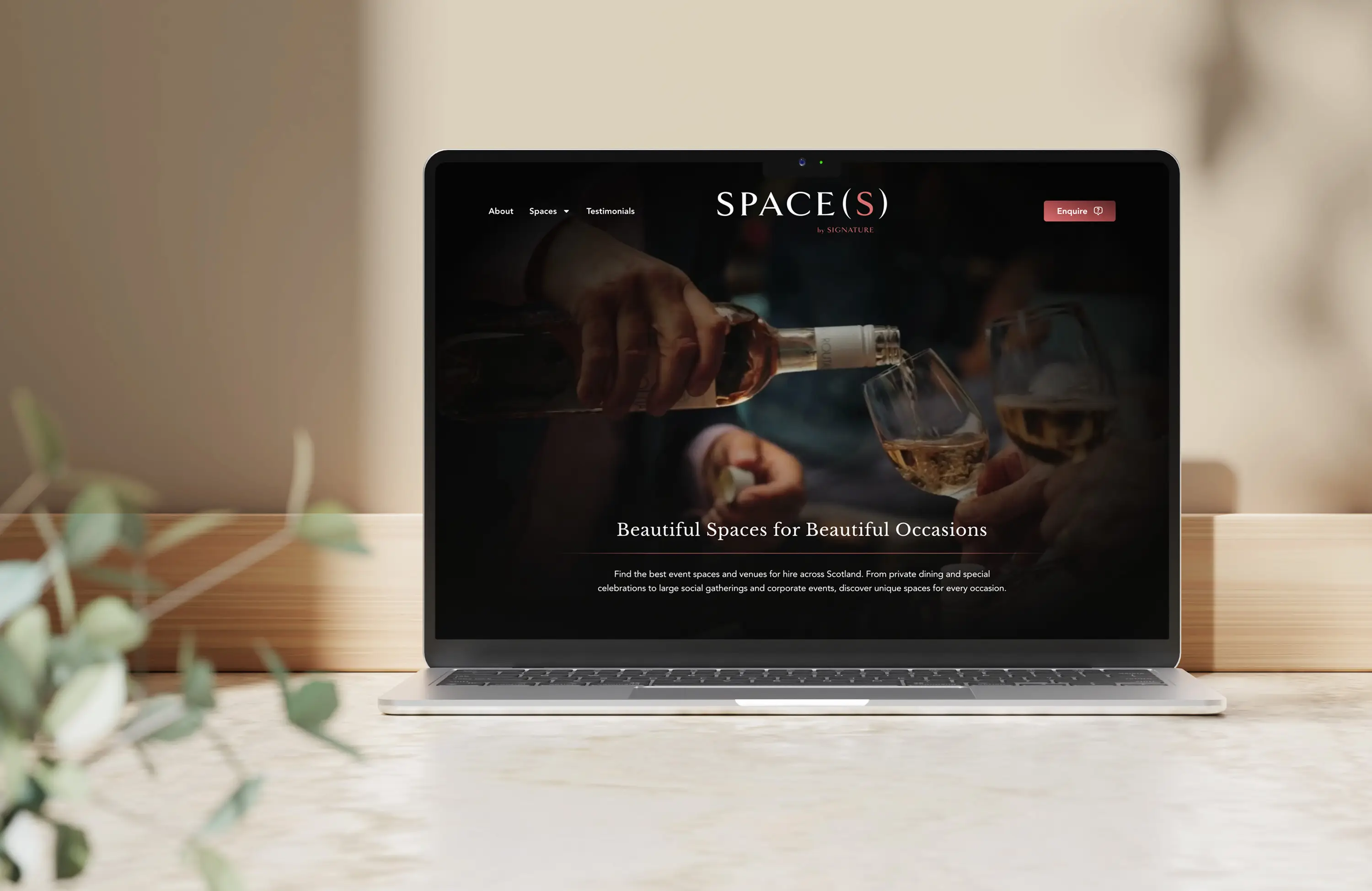 Website design for hospitality private venue hire website